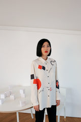 EL LISSITZKY boyfriend shirt in printed silk