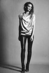 Butterfly top with draped cowl neck & sleeves