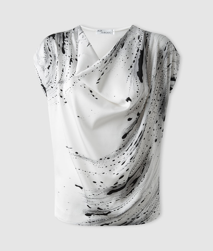 Butterfly top with draped cowl neck & sleeves