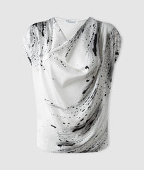 Butterfly top with draped cowl neck & sleeves