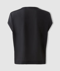 Black Ink V-neck Top with Sleeves