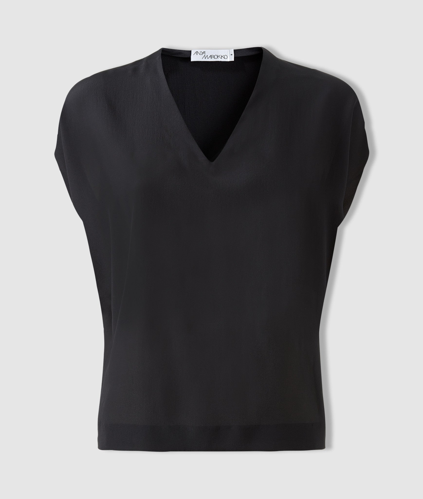 Black Ink V-neck Top with Sleeves
