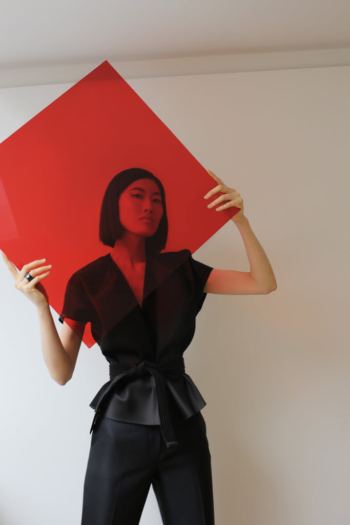 THE SUPREMATIST high-waist fitted trousers in wool