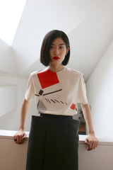 STEPANOVA skirt with square pockets in silk gazaar