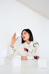 EL LISSITZKY boyfriend shirt in printed silk