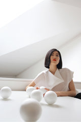 MALEVITCH cropped silk gazaar top with a drape